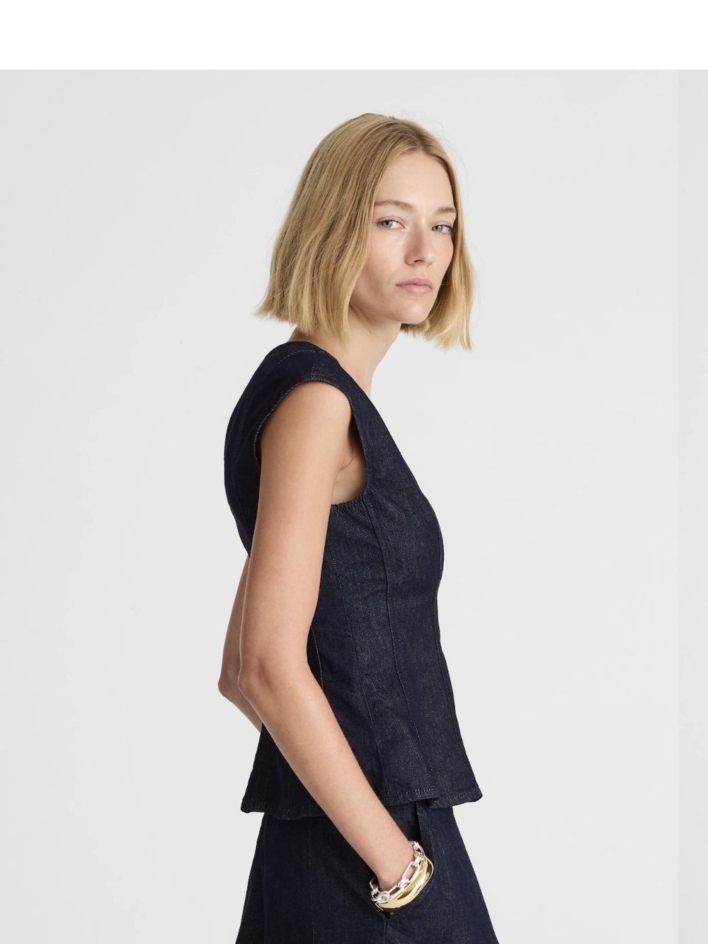 Madewell Dark Indigo Scoop Neck Denim Tank - Picture 3 of 10